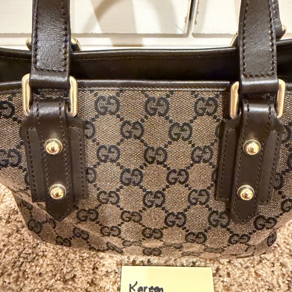 Gucci Brown GG Supreme Canvas Tote with Dark Brown Leather Trim - Picture 9 of 16